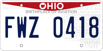 OH license plate FWZ0418