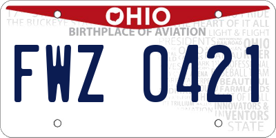 OH license plate FWZ0421