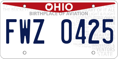 OH license plate FWZ0425