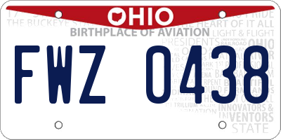 OH license plate FWZ0438