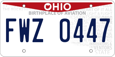 OH license plate FWZ0447