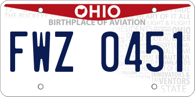 OH license plate FWZ0451