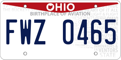 OH license plate FWZ0465