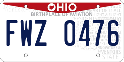 OH license plate FWZ0476