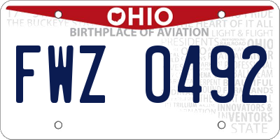 OH license plate FWZ0492