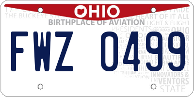 OH license plate FWZ0499