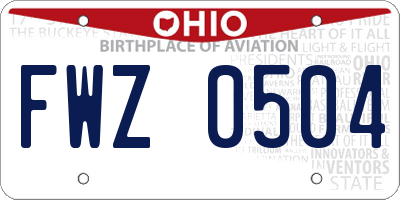 OH license plate FWZ0504