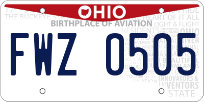 OH license plate FWZ0505