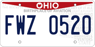 OH license plate FWZ0520