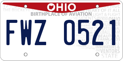 OH license plate FWZ0521