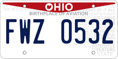 OH license plate FWZ0532
