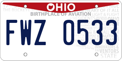 OH license plate FWZ0533