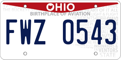 OH license plate FWZ0543