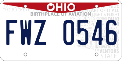 OH license plate FWZ0546