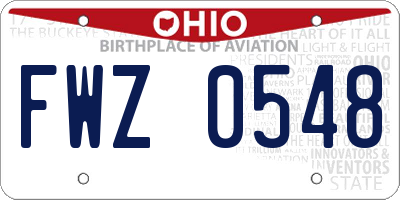OH license plate FWZ0548