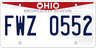 OH license plate FWZ0552