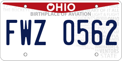 OH license plate FWZ0562