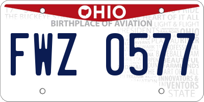 OH license plate FWZ0577