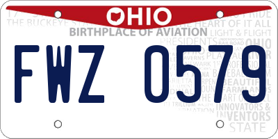 OH license plate FWZ0579