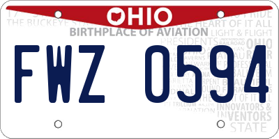 OH license plate FWZ0594