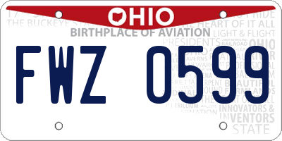 OH license plate FWZ0599