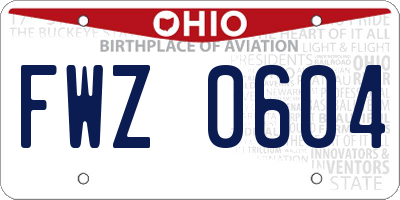 OH license plate FWZ0604