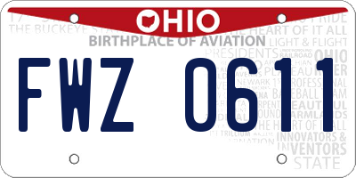 OH license plate FWZ0611