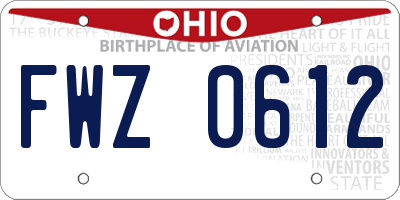 OH license plate FWZ0612