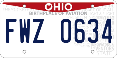 OH license plate FWZ0634