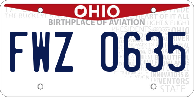 OH license plate FWZ0635