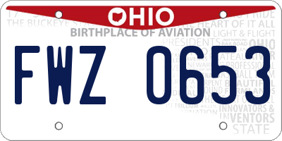 OH license plate FWZ0653