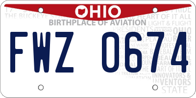 OH license plate FWZ0674