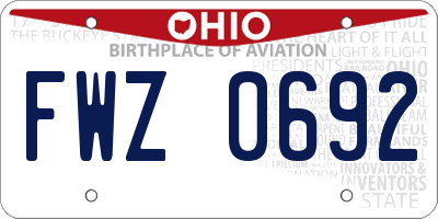 OH license plate FWZ0692