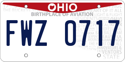OH license plate FWZ0717
