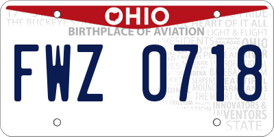 OH license plate FWZ0718