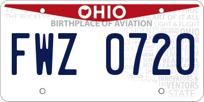 OH license plate FWZ0720