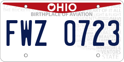 OH license plate FWZ0723