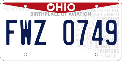 OH license plate FWZ0749