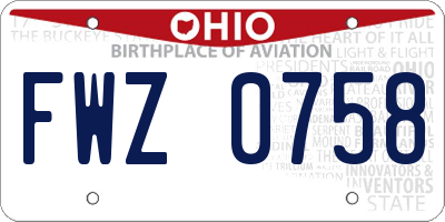 OH license plate FWZ0758
