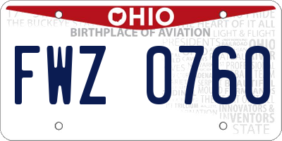 OH license plate FWZ0760