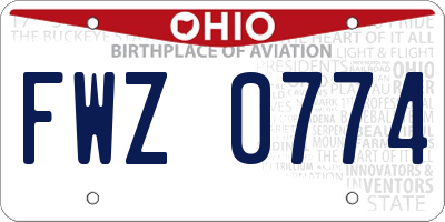 OH license plate FWZ0774