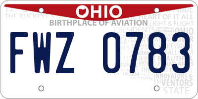 OH license plate FWZ0783