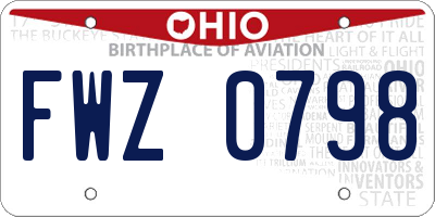 OH license plate FWZ0798
