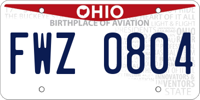 OH license plate FWZ0804
