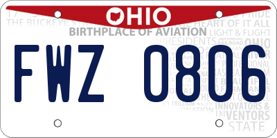 OH license plate FWZ0806