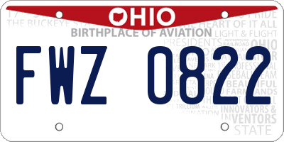 OH license plate FWZ0822