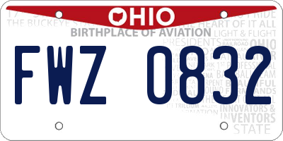 OH license plate FWZ0832