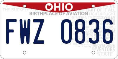 OH license plate FWZ0836