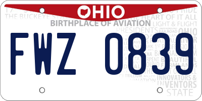 OH license plate FWZ0839
