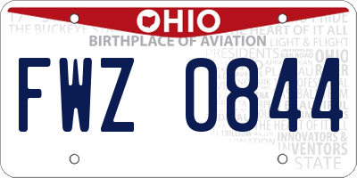 OH license plate FWZ0844
